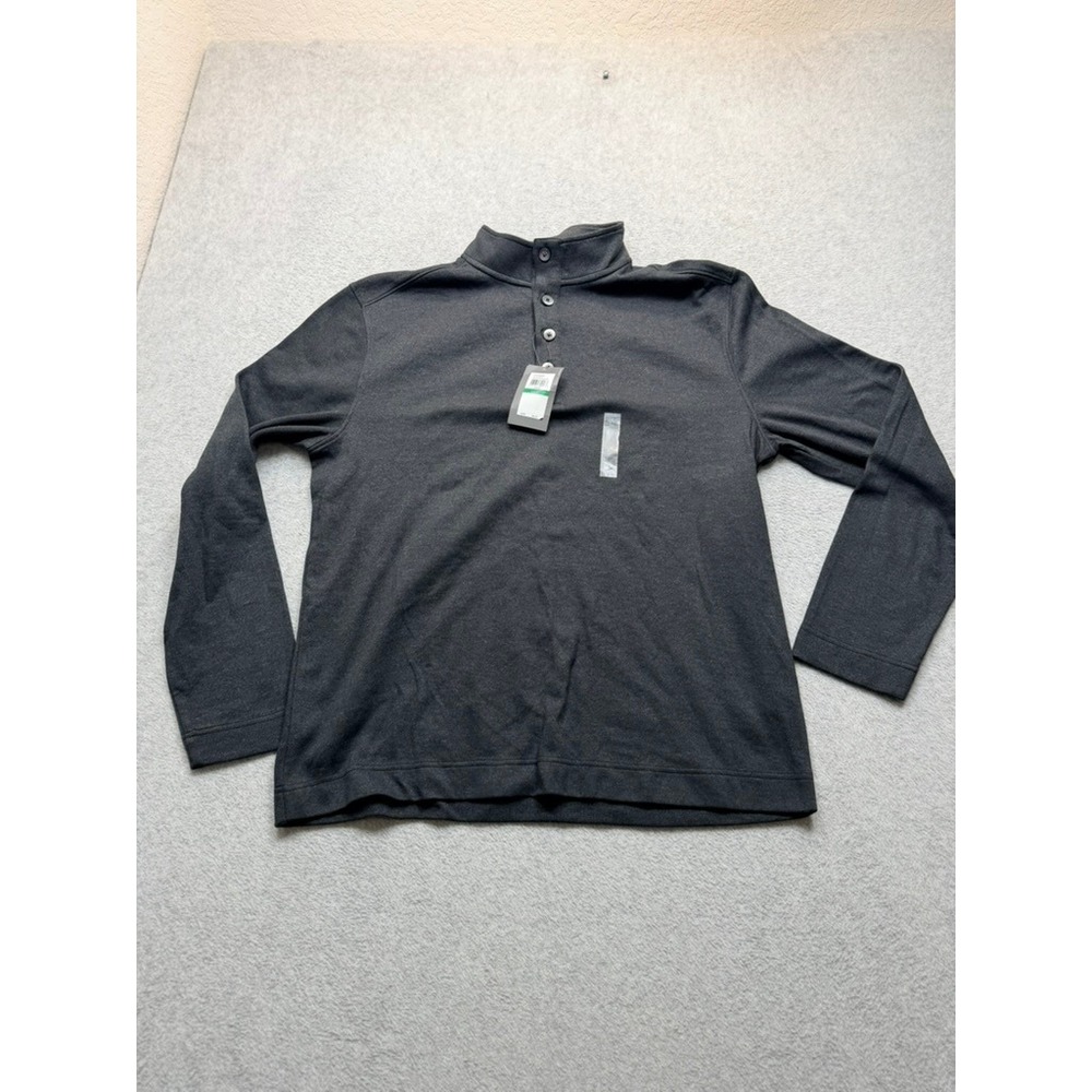 Van Heusen Mens Never Tuck Mock Neck Shirt Black Heather Large HT2098-HG-VH